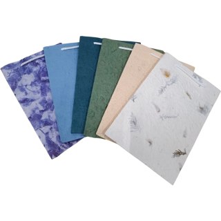 Torebka ozdobna papierowa czerpana mix kolorów pastelowych 27x17x7cm ROZETTE