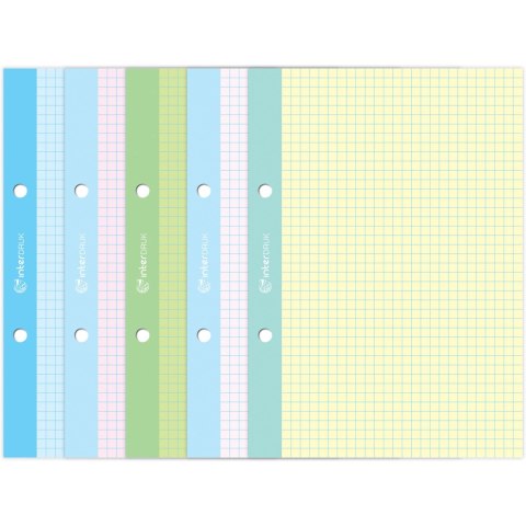 Wkład do segregatora A5 kratka 250k kolorowe kartki INTERDRUK