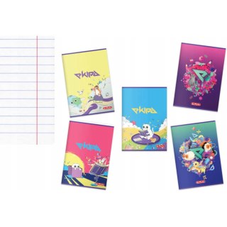 Zestaw Zeszyt A5 60k linia 70g EKIPA (5 sztuk) + Farby plakatowe 8 kolorów HERLITZ