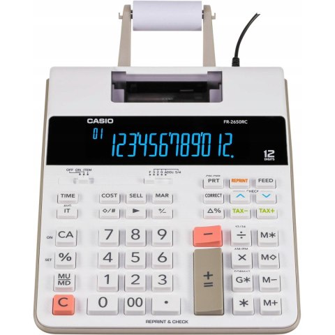 Kalkulator CASIO FR-2650RC z drukarką i zasilaczem