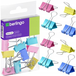 Klipy biurowe do papieru 19mm 10szt. pastelowe kolory 330193 BERLINGO