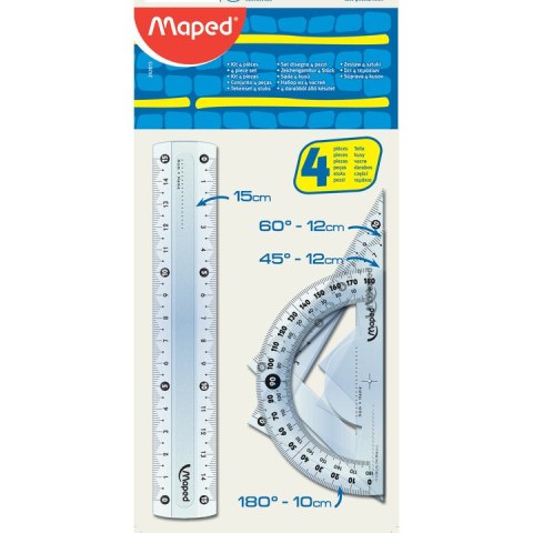 Komplet geometryczny linijka 15cm + 2ekierki +kątomierz 242815 MAPED