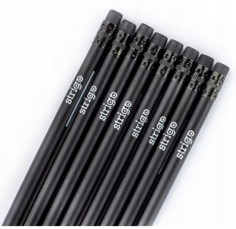 Ołówek z czarnego drewna z gumką HB BE02 STRIGO