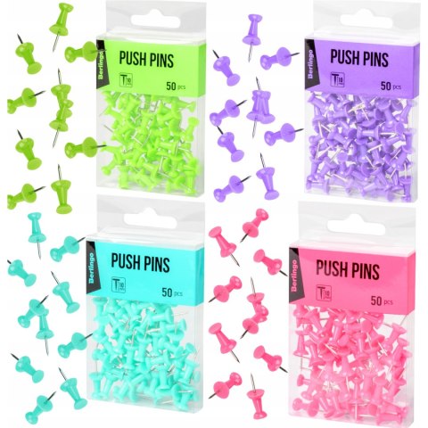 Pinezki tablicowe 10mm 50 szt. mix kolorów BERLINGO