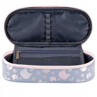 Piórnik szkolny w kotki Saszetka pastelowa PC-01 SILVER CATS St.Majewski