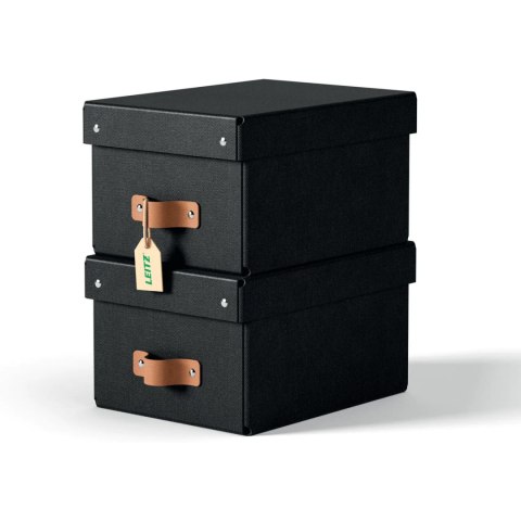 Pudełko do przechowywania Puro z pokrywką małe 7l (2szt) czarne 61470095 LEITZ