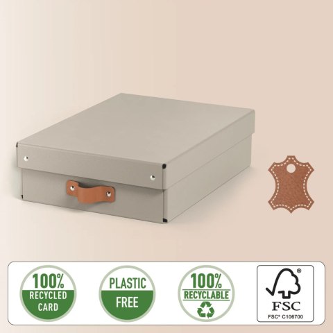 Pudełko do przechowywania Puro z pokrywką średnie niskie 8l (2szt) beżowe 61480012 LEITZ