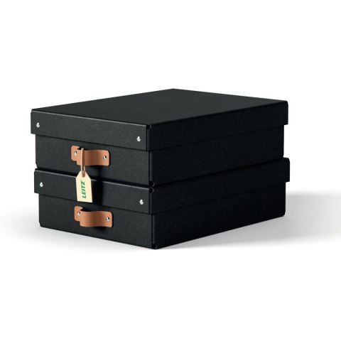 Pudełko do przechowywania Puro z pokrywką średnie niskie 8l (2szt) czarne 61480095 LEITZ