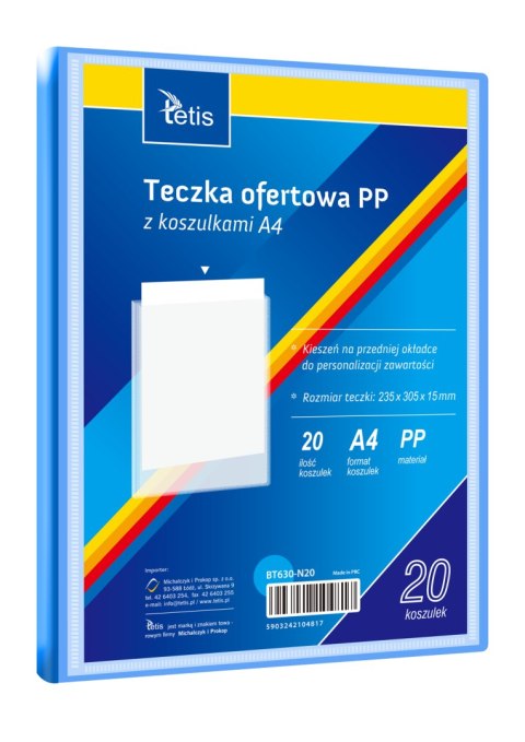 Teczka ofertowa A4 PP 20 koszulek NIEBIESKA BT630-N20 TETIS