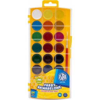 Farby akwarelowe szkolne zestaw 24 kolory + pędzelek 302023001 ASTRA