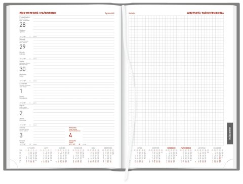 Kalendarz A4 Aluminium STANDARD tygodniowy z notesem p.biały 237 A4TNB czarny Wokół Nas