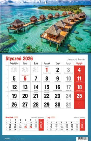 Kalendarz ścienny jednodzielny KTJ AVANTI