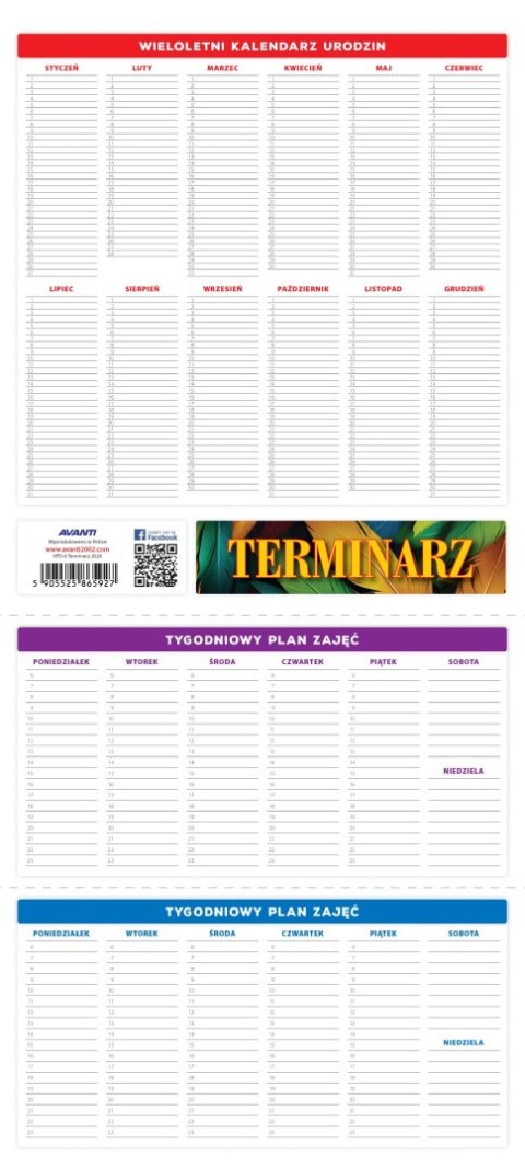 Kalendarz ścienny rodzinny TERMINARZ KPD-6 AVANTI