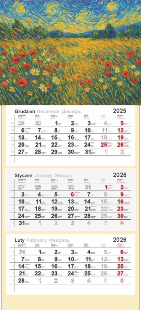 Kalendarz trójdzielny 2026 0905-99 Panta Plast