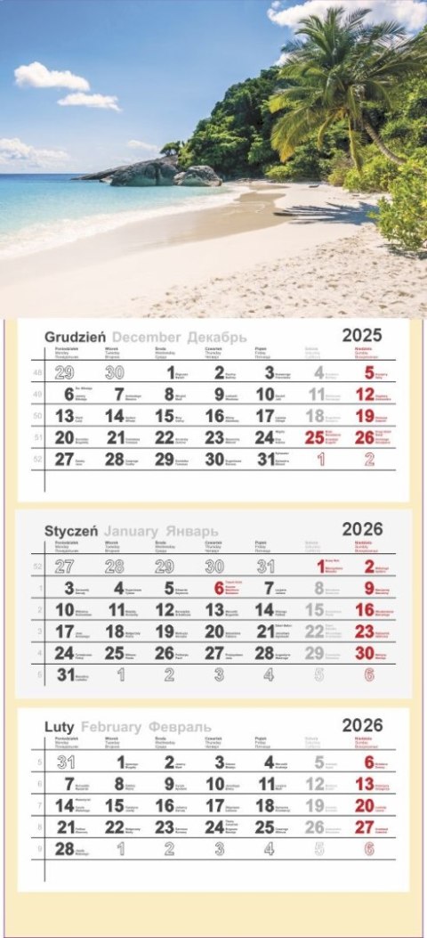 Kalendarz trójdzielny 2026 0905-99 Panta Plast