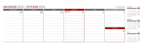 Kalendarz z notesem MAXI tygodniowy spiralowy czarny 2026 KB042B Wokół Nas