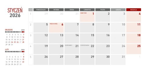 Kalendarz z notesem miesięczny granatowy 2026 KB064B Wokół Nas