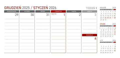 Kalendarz z notesem tygodniowy spiralowy granatowy 2026 KB044B Wokół Nas
