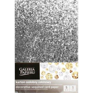 Karton ozdobny cekinowy A4 srebrny 210g. (5ark.) 208505 Galeria Papieru