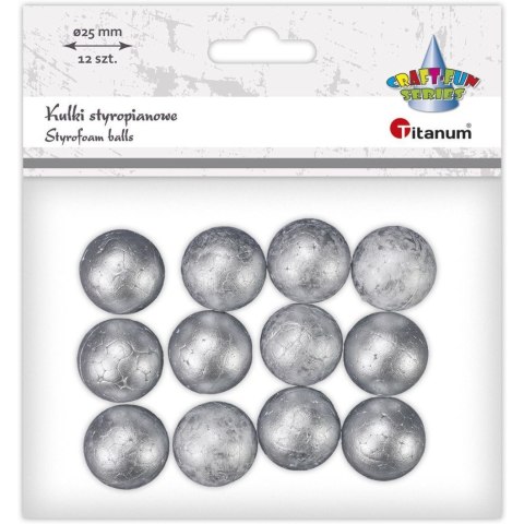 Kulki styropianowe 25mm (12 sztuk) srebrne 623442 TITANUM