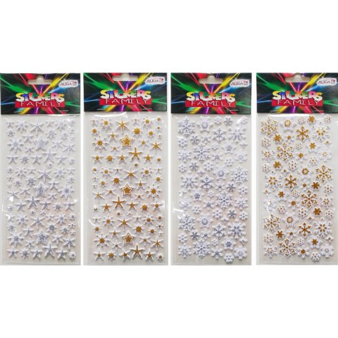 Naklejki gwiazdki śnieżynki srebrne/złoto srebrne NKX-4798 ALIGA