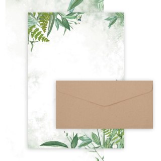 Papeteria ozdobna A4 Arkusz FLORA 100g.(20ark.) +koperta DL ciemnobeżowa (10szt.) 206122 Galeria Papieru