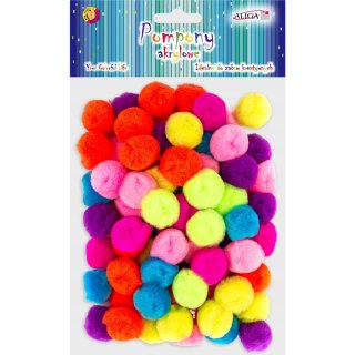 Pompony akrylowe mix kolorów 2,5cm (80) POM-9983 ALIGA