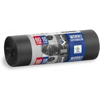 Worki na śmieci 60L supermocne z taśmą (10szt) czarne ANNA ZARADNA WNS-0547