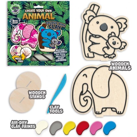 Zestaw do kolorowania plasteliną na drewnie ZWIERZĘTA 0465-0073-04 Panta Plast
