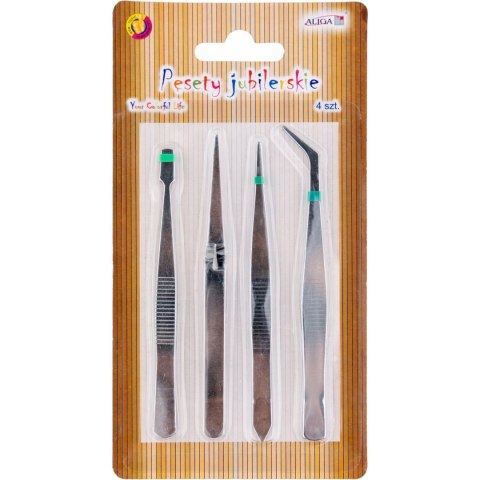 Zestaw pęset jubilerskich 119mm 4szt. SJ-9776 ALIGA