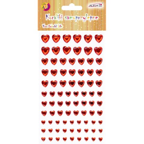 Dżety kryształki samoprzylepne mix rozmiarów serca 9,5x15,5cm JET-3231 ALIGA
