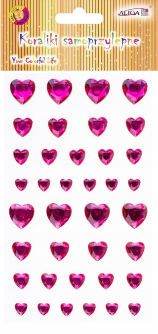 Dżety kryształki samoprzylepne mix rozmiarów serca 9,5x15,5cm JET-3231 ALIGA