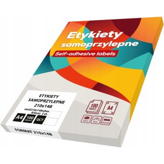 Etykiety A4 białe BASIC (100ark) 210x148mm eta4210x148wbas