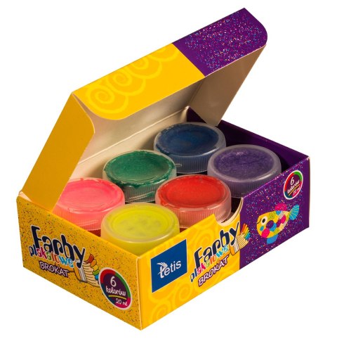 Farby plakatowe brokatowe 20ml. 6 kolorów KF003-A TETIS