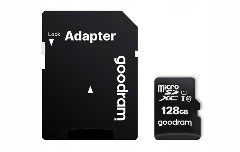 Karta pamięci MicroSD 128GB GOODRAM MicroSDXC Class10 UHS I + adapter M1AA-1280R12