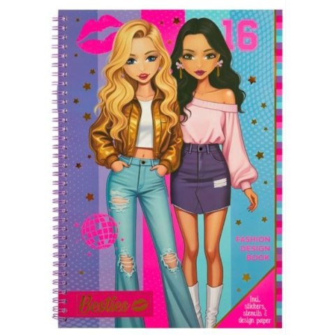 Książka projektowanie mody z naklejkami i szablonami fioletowa 140056/1 BESTIES