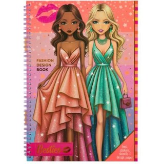 Książka projektowanie mody z naklejkami i szablonami pomarańczowa 140056/2 BESTIES