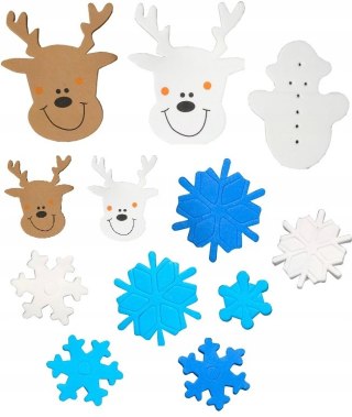 Naklejki z pianki RENIFERY BAŁWANKI 55szt. 681010 PVX04