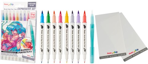Pisak BRUSH SIGN PEN TWIN MANGA kpl.8szt. SESW30C-ST8MGPL PENTEL
