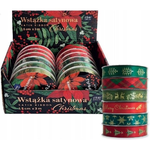 Wstążka satynowa CHRISTMAS 3m INTERDRUK