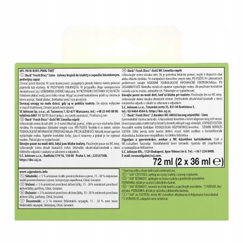 Żelowy krążek do WC DUCK zapas 2x36ml lime