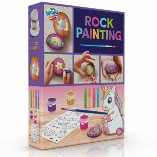 Zestaw do malowania kamieni JEDNOROŻEC (3x Kamień, 3x Farbka, 3x Farbka w tubce, 1x Pędzelek, 1x arkusz z szablonami) 200075 MOX