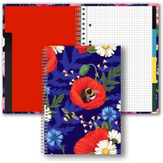 Brulion B5 w twardej oprawie w spirali z przekładkami 160k kratka Maki TT9409 PENMATE