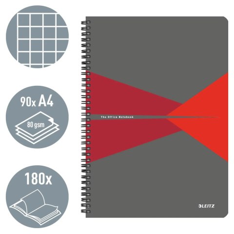 Kołonotatnik Office Card A4 w kratkę czerwony 46471025 LEITZ