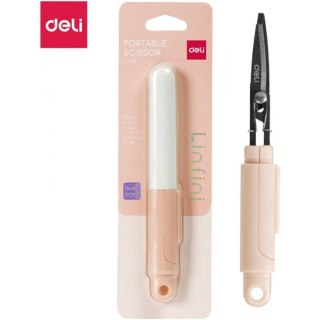 Nożyczki kompaktowe w bezpiecznym etui Linfini różowe EZ508P DELI