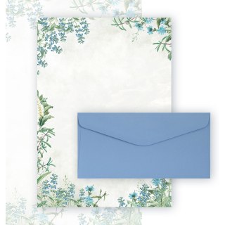 Papeteria ozdobna A4 Arkusz Fiori Blue 100g.(20ark.) +koperta DL gładki ciemnoniebieski (10szt.) 206252 Galeria Papieru