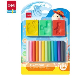 Plastelina 12 kolorów - zestaw z foremkami EH717 DELI