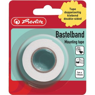 Taśma klejąca dwustronna piankowa 1m x 19mm biała, blister 300000645 HERLITZ