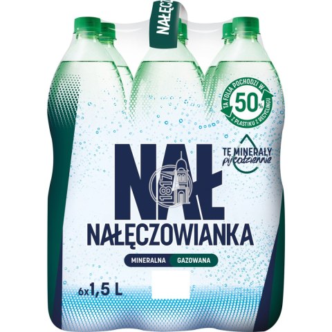 Woda mineralna NAŁĘCZOWIANKA 1.5L (6szt) gazowana z kaucją