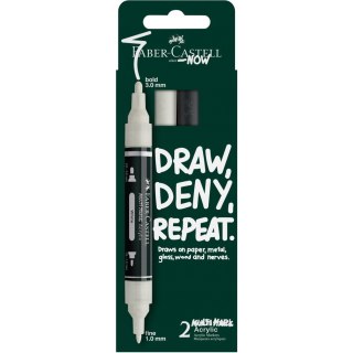 Marker akrylowy Multimark dwie końcówki 2 kolory czarny i biały 186011 Faber-Castell
